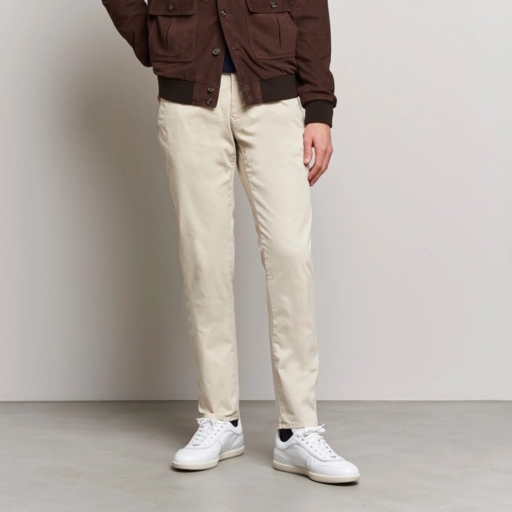 Incotex Men’s Beige Slim Fit Slacks Cotton Twill Chino Pants